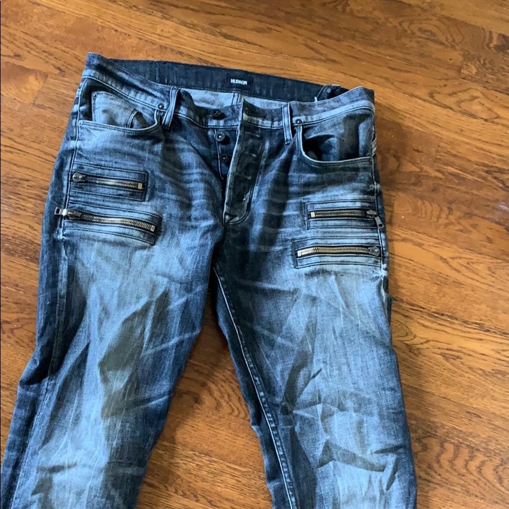Black Hudson zippered biker jeans